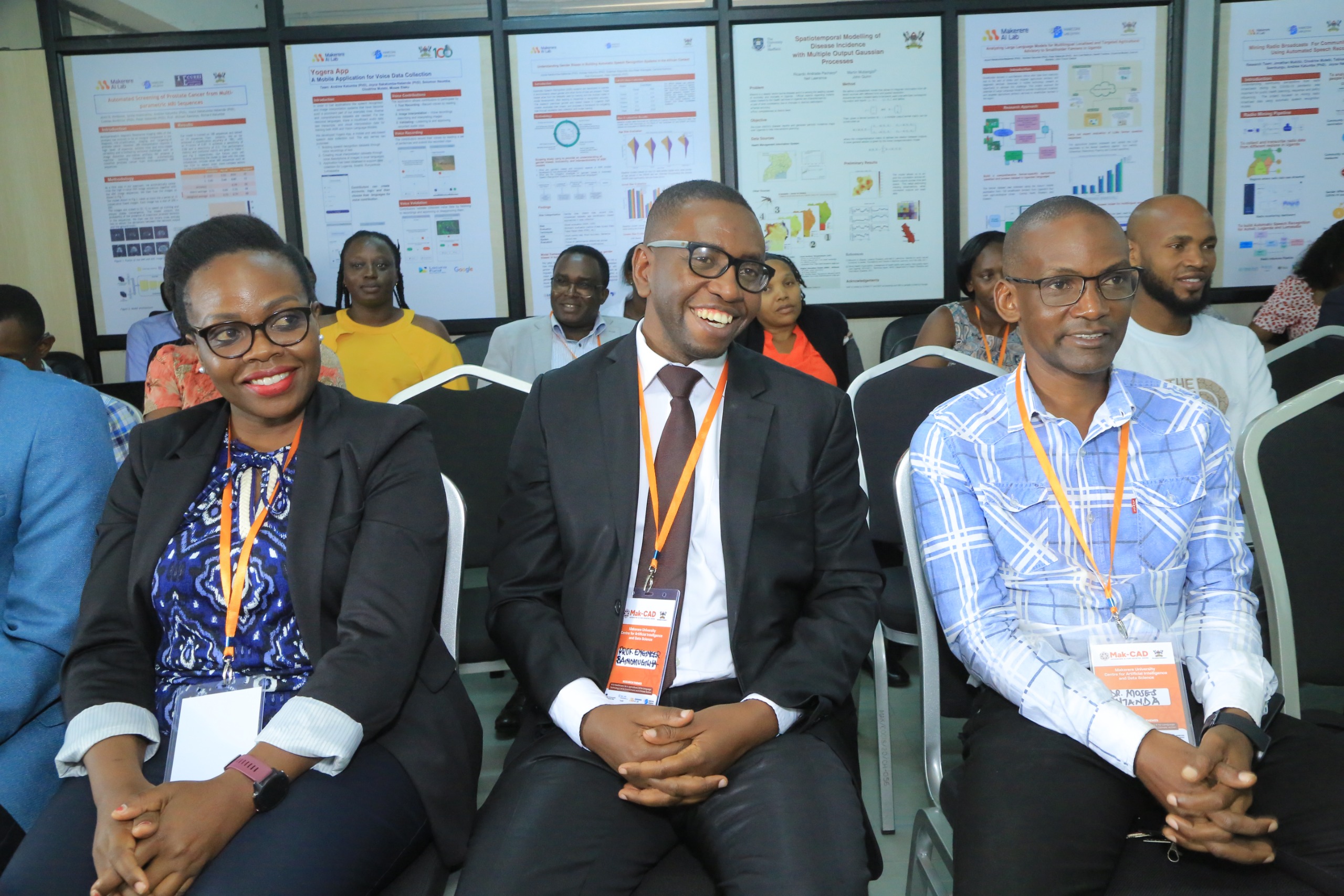 Keynote Speaker Dr. Agnes Kiragga, Prof. Engineer Bainomugisha and other staff during the lab launch.